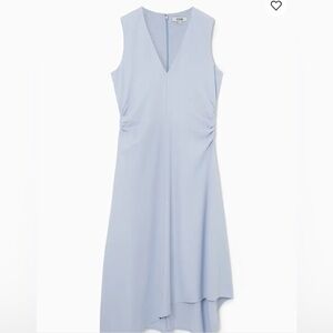 COS XS GATHERED ASYMMETRIC MIDI DRESS NWT